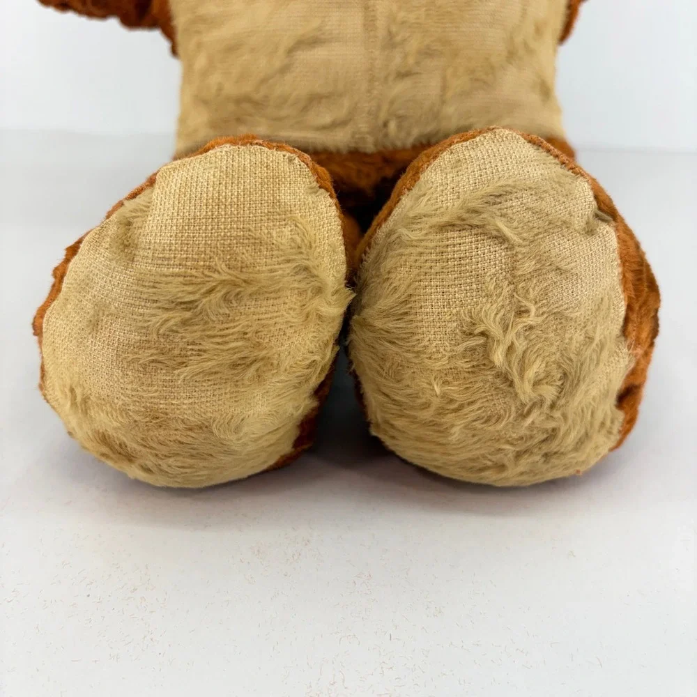 Vintage 60s Brown Tan Plush Teddy Bear Stuffed Animal Shabby Chic Well Loved